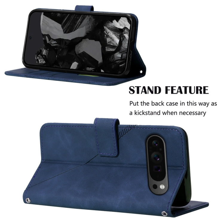 For Google Pixel 9 Pro Crossbody 3D Embossed Flip Leather Phone Case(Blue) by buy2fix