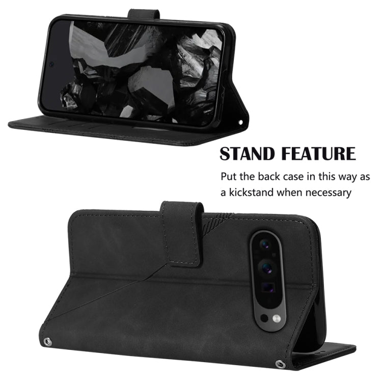 For Google Pixel 9 Pro Crossbody 3D Embossed Flip Leather Phone Case(Black) by buy2fix