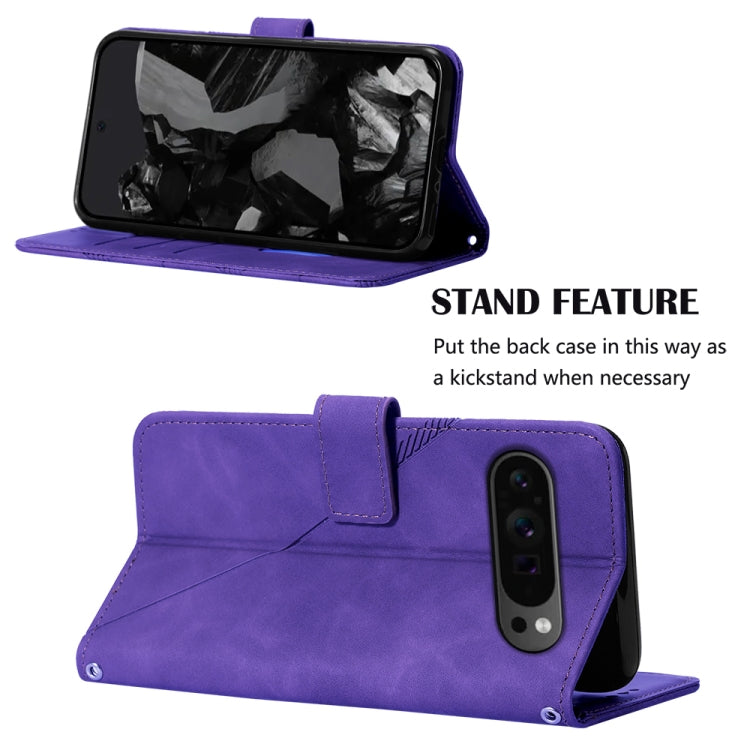 For Google Pixel 9 Pro Crossbody 3D Embossed Flip Leather Phone Case(Purple) by buy2fix