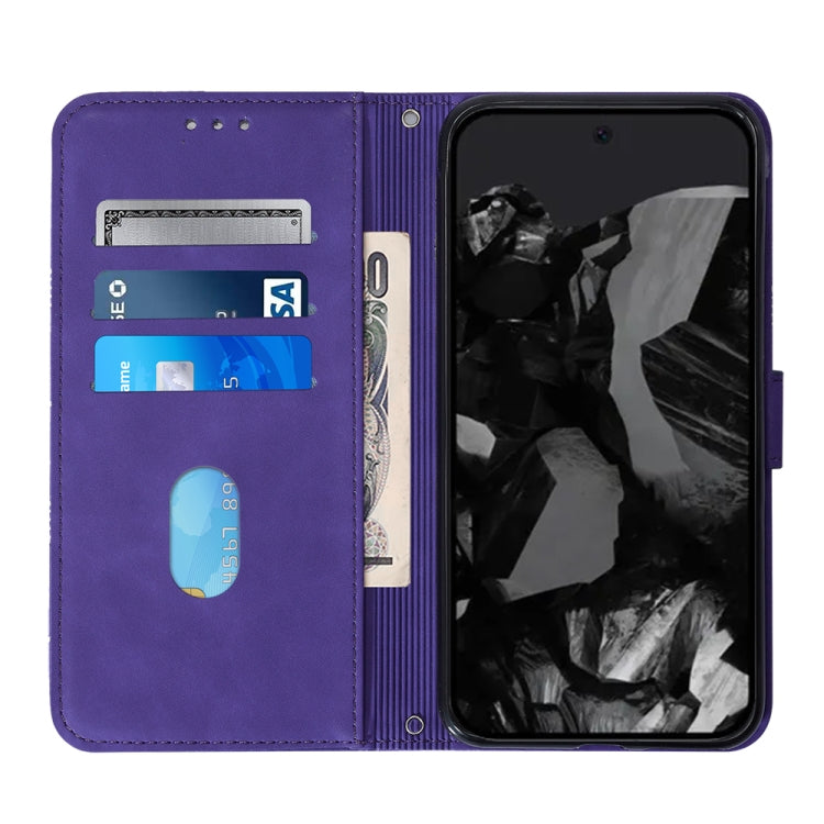 For Google Pixel 9 Pro Crossbody 3D Embossed Flip Leather Phone Case(Purple) by buy2fix
