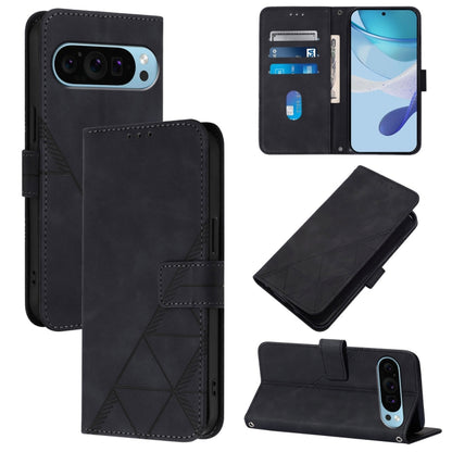 For Google Pixel 9 Pro XL Crossbody 3D Embossed Flip Leather Phone Case(Black) by buy2fix