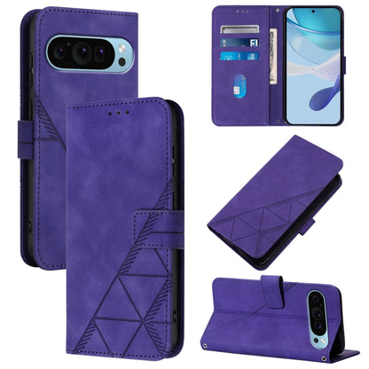 For Google Pixel 9 Pro XL Crossbody 3D Embossed Flip Leather Phone Case(Purple) by buy2fix