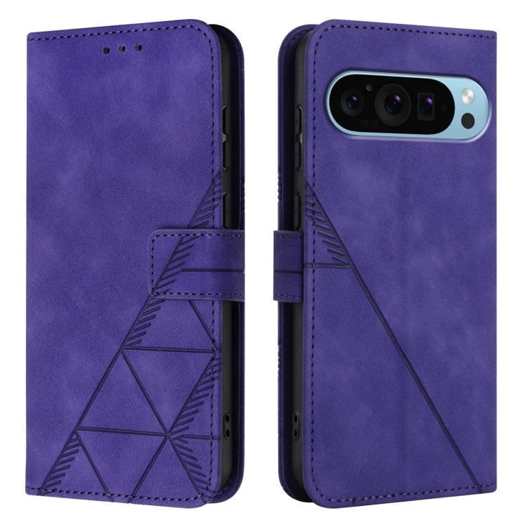 For Google Pixel 9 Pro XL Crossbody 3D Embossed Flip Leather Phone Case(Purple) by buy2fix