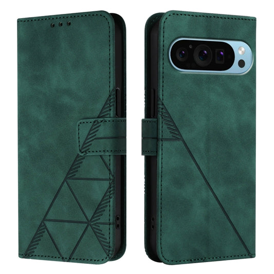 For Google Pixel 9 Pro XL Crossbody 3D Embossed Flip Leather Phone Case(Dark Green) by buy2fix