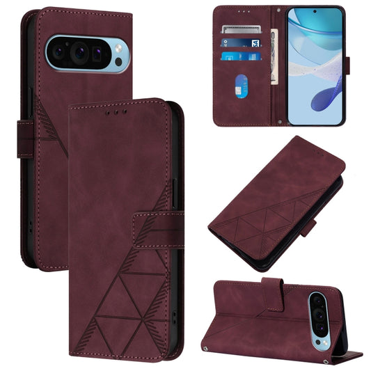 For Google Pixel 9 Pro XL Crossbody 3D Embossed Flip Leather Phone Case(Wine Red) by buy2fix