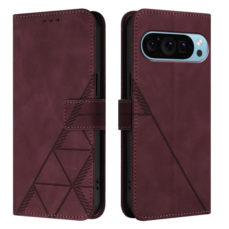 For Google Pixel 9 Pro XL Crossbody 3D Embossed Flip Leather Phone Case(Wine Red) by buy2fix