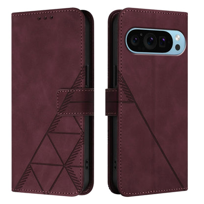 For Google Pixel 9 Pro XL Crossbody 3D Embossed Flip Leather Phone Case(Wine Red) by buy2fix