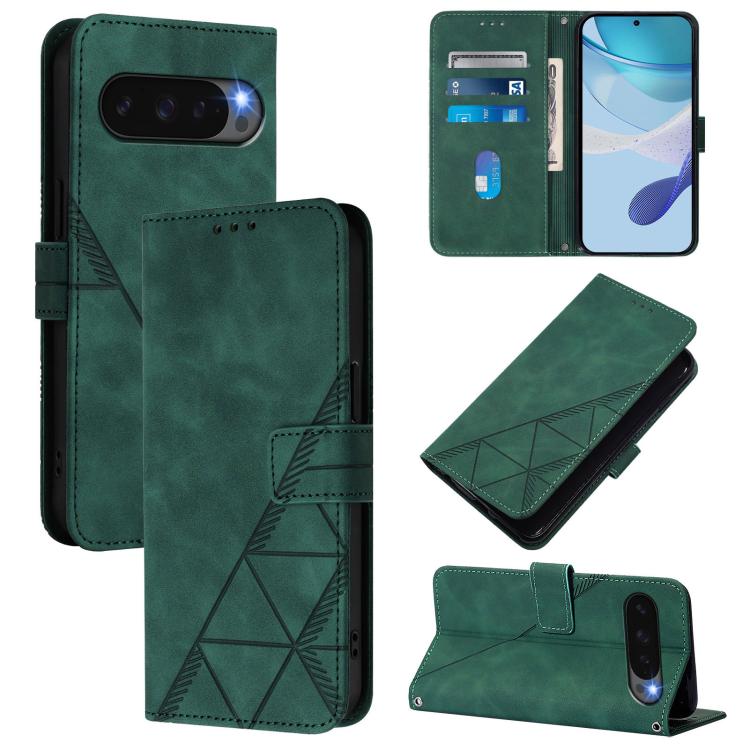 For Google Pixel 10 / 10 Pro+ Crossbody 3D Embossed Flip Leather Phone Case(Dark Green) - Google Cases by buy2fix | Online Shopping UK | buy2fix