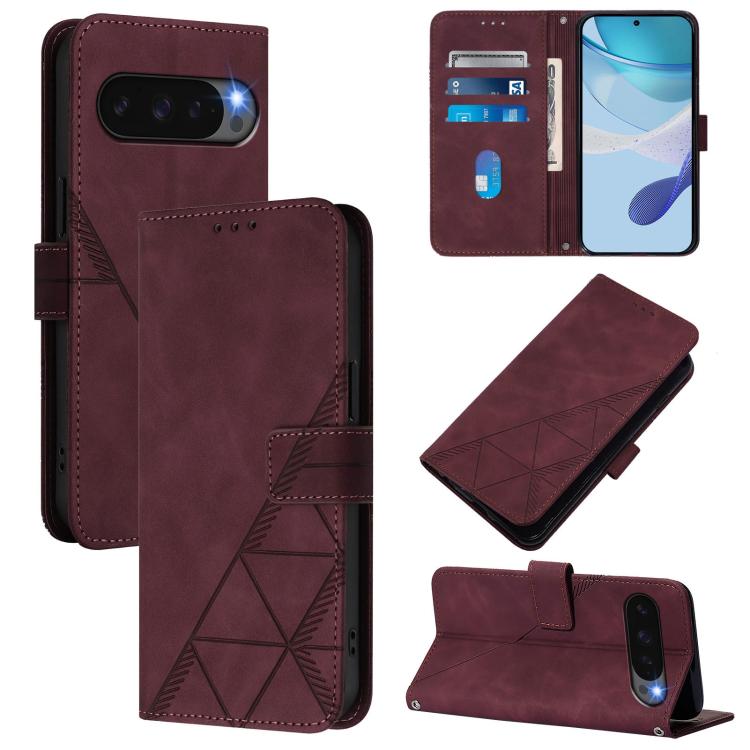 For Google Pixel 10 Pro XL Crossbody 3D Embossed Flip Leather Phone Case(Wine Red) - Google Cases by buy2fix | Online Shopping UK | buy2fix