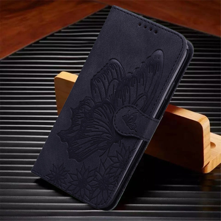 For Samsung Galaxy A55 5G Retro Skin Feel Butterflies Embossing Horizontal Flip Leather Phone Case(Black) by buy2fix