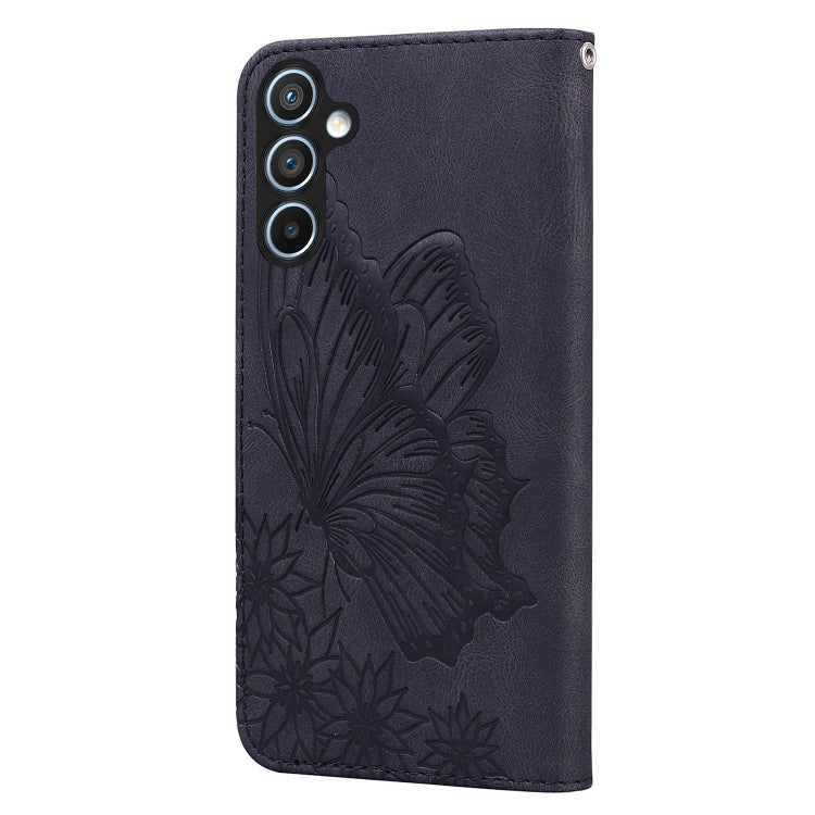 For Samsung Galaxy A55 5G Retro Skin Feel Butterflies Embossing Horizontal Flip Leather Phone Case(Black) by buy2fix