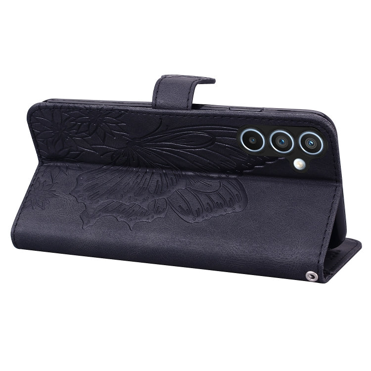 For Samsung Galaxy A55 5G Retro Skin Feel Butterflies Embossing Horizontal Flip Leather Phone Case(Black) by buy2fix