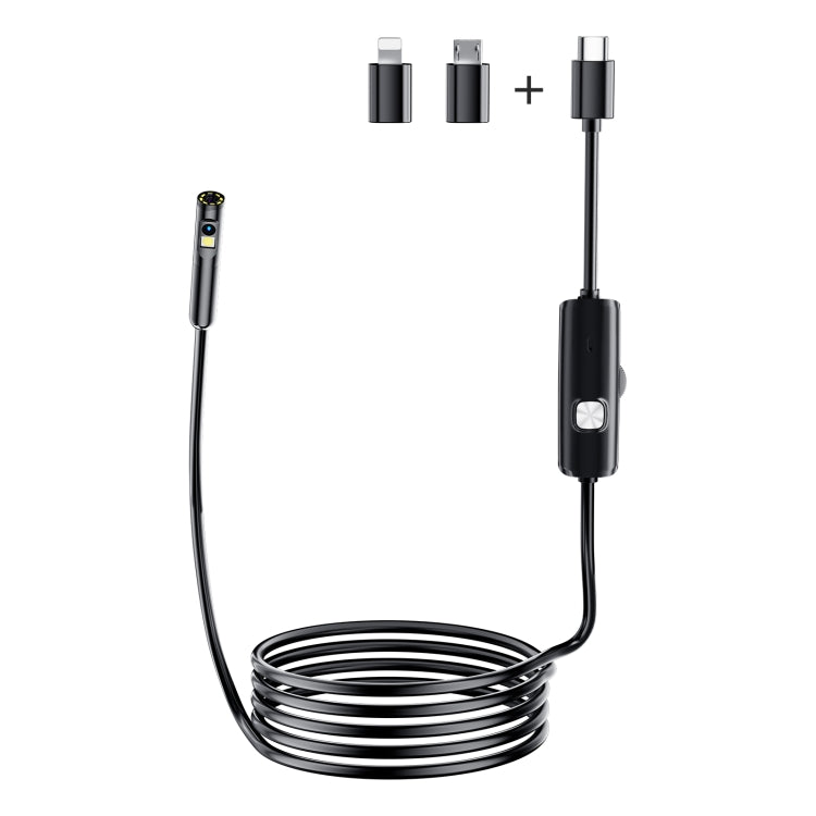 AN112 8mm Double Lenses HD Industry Endoscope Type-C + Micro USB + 8 Pin Connection, Length:3.5m Soft Tube -  by buy2fix | Online Shopping UK | buy2fix