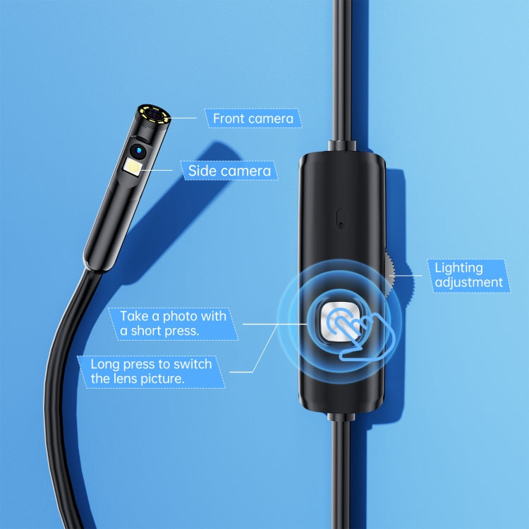 AN112 8mm Double Lenses HD Industry Endoscope Type-C + Micro USB + 8 Pin Connection, Length:3.5m Soft Tube -  by buy2fix | Online Shopping UK | buy2fix