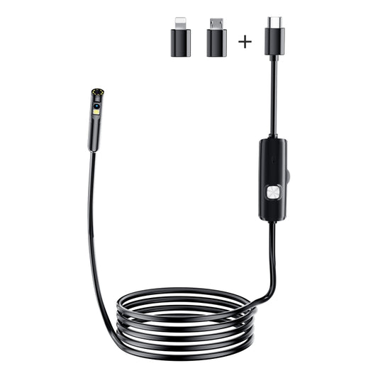 AN112 8mm Double Lenses HD Industry Endoscope Type-C + Micro USB + 8 Pin Connection, Length:10m Soft Tube -  by buy2fix | Online Shopping UK | buy2fix