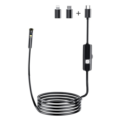 AN112 8mm Double Lenses HD Industry Endoscope Type-C + Micro USB + 8 Pin Connection, Length:5m Hard Tube -  by buy2fix | Online Shopping UK | buy2fix