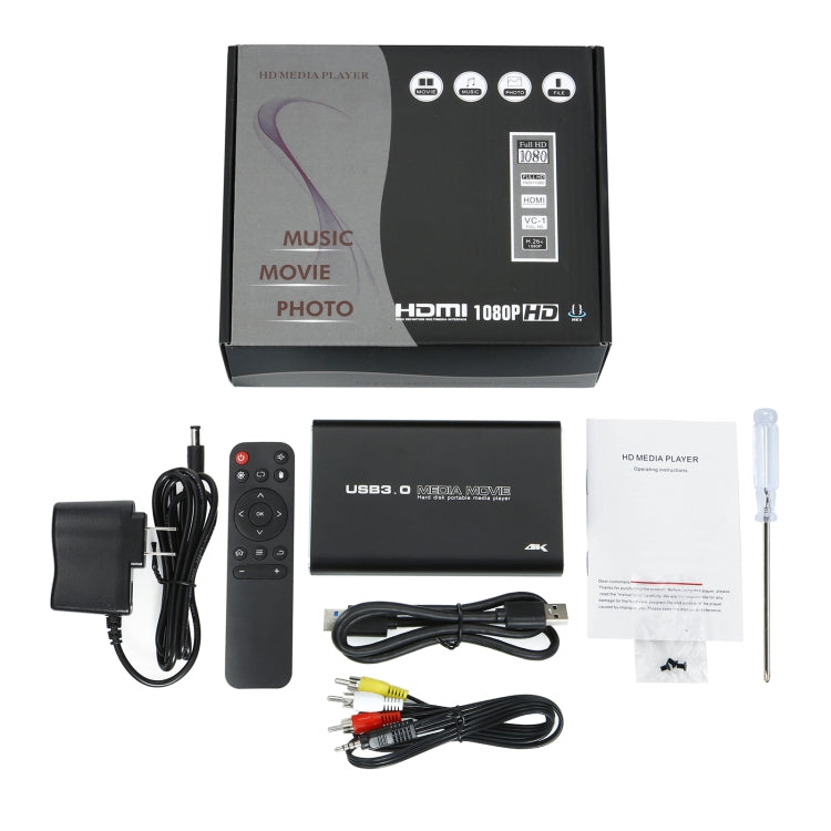 MP2506P 4K 30Hz HD Media Player, Support Auto Loop Play Videos & Photos & Music(UK Plug) by buy2fix