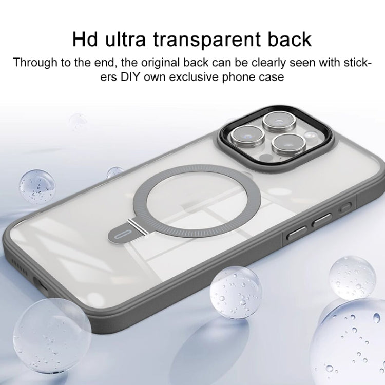 For iPhone 14 Shield Armor MagSafe Holder Phone Case(Grey) by buy2fix