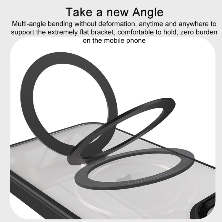 For iPhone 14 Shield Armor MagSafe Holder Phone Case(Grey) by buy2fix