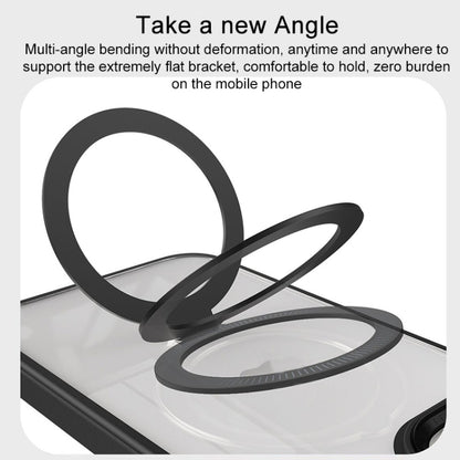 For iPhone 13 Shield Armor MagSafe Holder Phone Case(Orange) by buy2fix