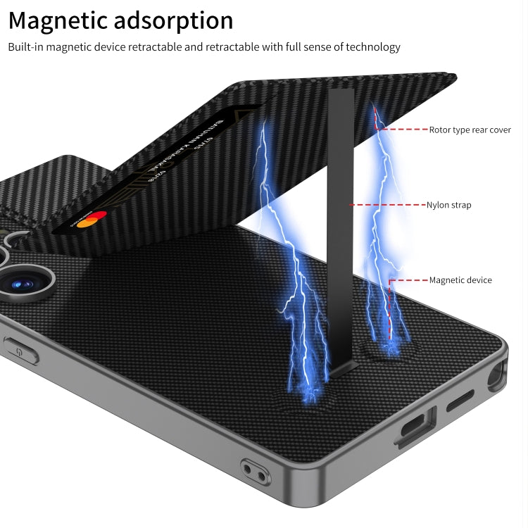 For Samsung Galaxy S25 Ultra 5G GKK Rotor Bracket Recessed Card Bag Full Coverage Phone Case(Carbon Fibre Texture) - Galaxy S25 Ultra 5G Cases by GKK | Online Shopping UK | buy2fix