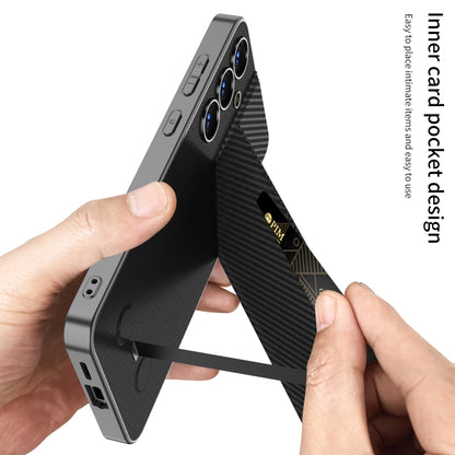 For Samsung Galaxy S25 5G GKK Rotor Bracket Recessed Card Bag Full Coverage Phone Case(Black) - Galaxy S25 5G Cases by GKK | Online Shopping UK | buy2fix