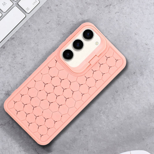 For Samsung Galaxy S23 5G Honeycomb Radiating Lens Holder Magsafe Phone Case(Pink) - Galaxy S23 5G Cases by buy2fix | Online Shopping UK | buy2fix