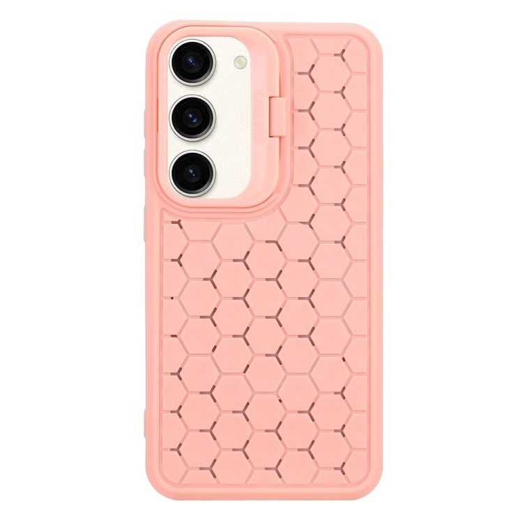 For Samsung Galaxy S23 5G Honeycomb Radiating Lens Holder Magsafe Phone Case(Pink) - Galaxy S23 5G Cases by buy2fix | Online Shopping UK | buy2fix