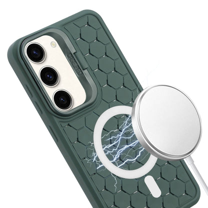 For Samsung Galaxy S23 5G Honeycomb Radiating Lens Holder Magsafe Phone Case(Green) - Galaxy S23 5G Cases by buy2fix | Online Shopping UK | buy2fix