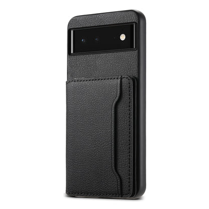 For Google Pixel 6 Calf Texture Card Bag Design Full Coverage Phone Case(Black) by buy2fix
