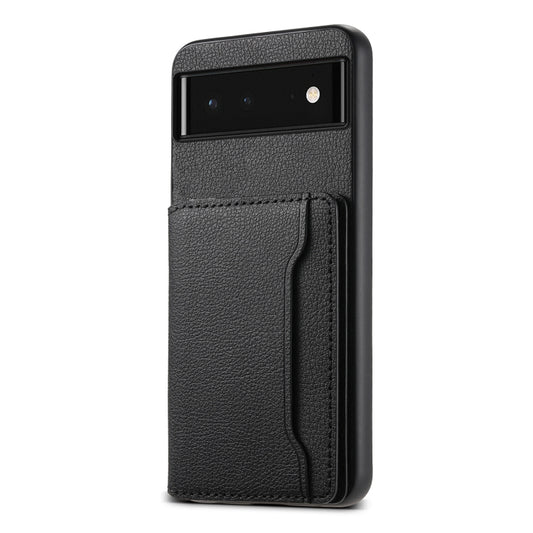 For Google Pixel 6 Calf Texture Card Bag Design Full Coverage Phone Case(Black) by buy2fix