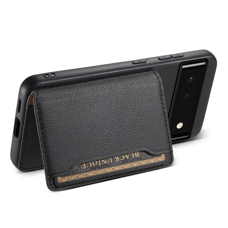 For Google Pixel 6 Calf Texture Card Bag Design Full Coverage Phone Case(Black) by buy2fix