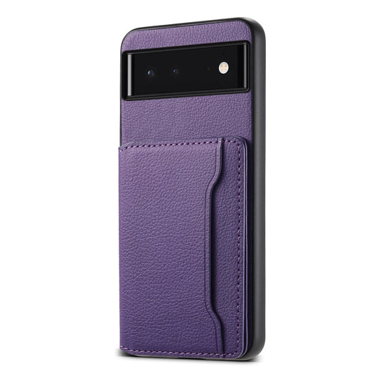 For Google Pixel 6 Calf Texture Card Bag Design Full Coverage Phone Case(Purple) by buy2fix
