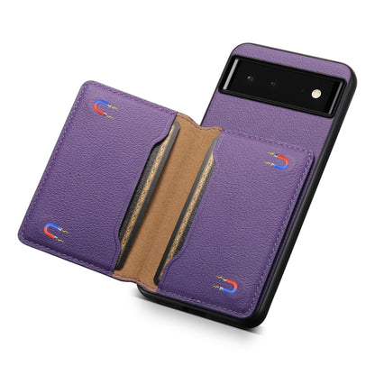 For Google Pixel 6 Calf Texture Card Bag Design Full Coverage Phone Case(Purple) by buy2fix
