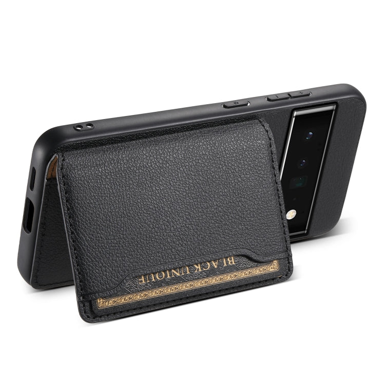 For Google Pixel 6 Pro Calf Texture Card Bag Design Full Coverage Phone Case(Black) by buy2fix