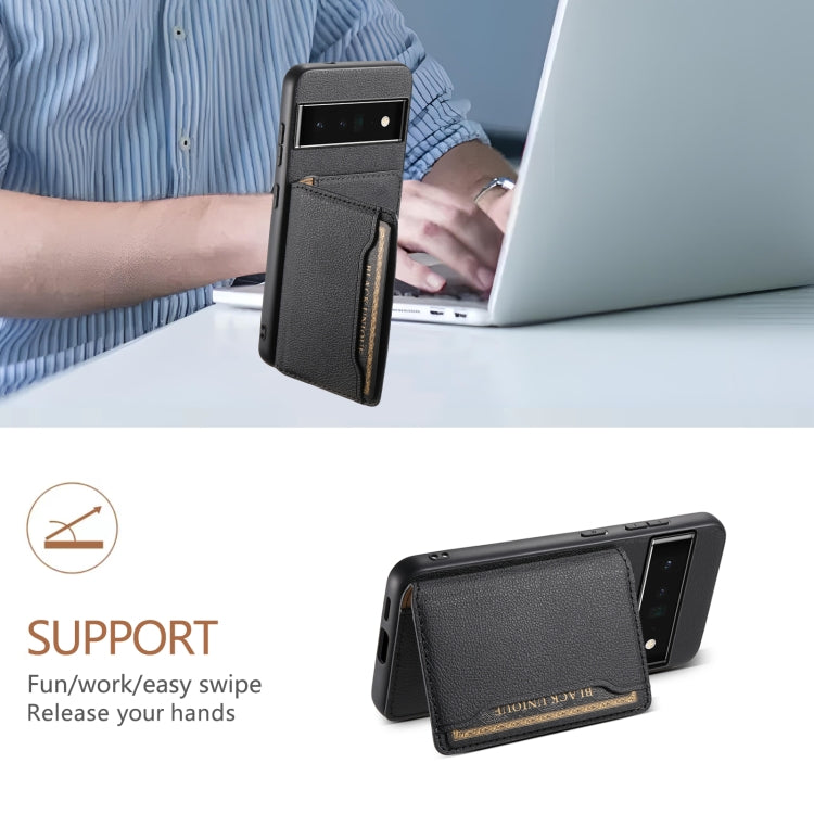 For Google Pixel 6 Pro Calf Texture Card Bag Design Full Coverage Phone Case(Black) by buy2fix