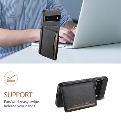 For Google Pixel 6 Pro Calf Texture Card Bag Design Full Coverage Phone Case(Black) by buy2fix