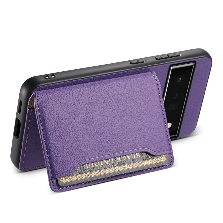 For Google Pixel 6 Pro Calf Texture Card Bag Design Full Coverage Phone Case(Purple) by buy2fix