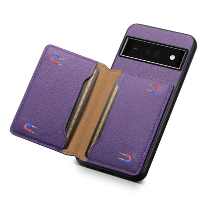 For Google Pixel 6 Pro Calf Texture Card Bag Design Full Coverage Phone Case(Purple) by buy2fix
