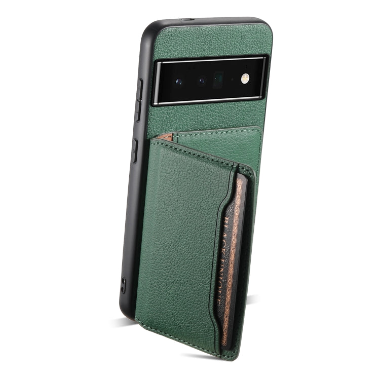 For Google Pixel 6 Pro Calf Texture Card Bag Design Full Coverage Phone Case(Green) by buy2fix