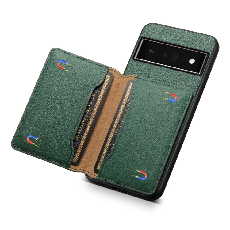 For Google Pixel 6 Pro Calf Texture Card Bag Design Full Coverage Phone Case(Green) by buy2fix