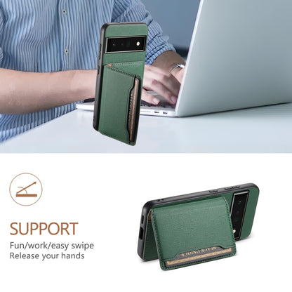 For Google Pixel 6 Pro Calf Texture Card Bag Design Full Coverage Phone Case(Green) by buy2fix