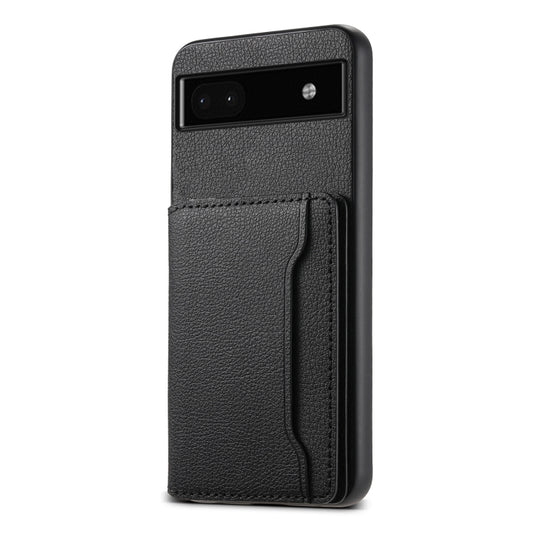 For Google Pixel 6a Calf Texture Card Bag Design Full Coverage Phone Case(Black) by buy2fix