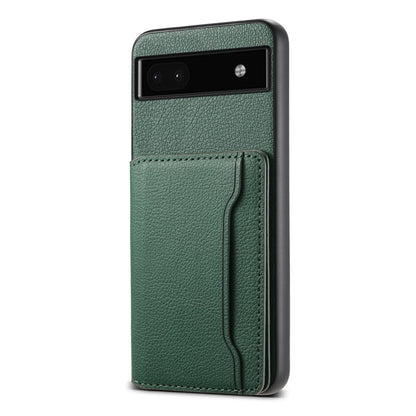 For Google Pixel 6a Calf Texture Card Bag Design Full Coverage Phone Case(Green) by buy2fix