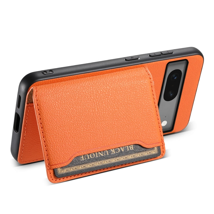For Google Pixel 7 5G Calf Texture Card Bag Design Full Coverage Phone Case(Orange) by buy2fix