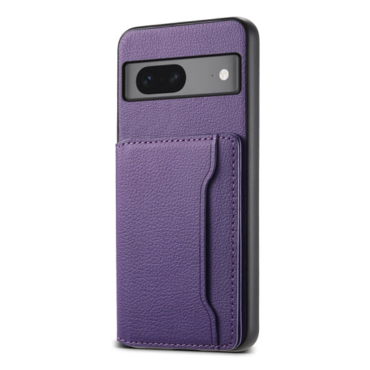For Google Pixel 7 5G Calf Texture Card Bag Design Full Coverage Phone Case(Purple)
