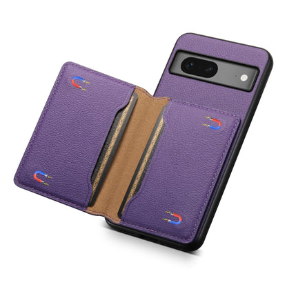 For Google Pixel 7 5G Calf Texture Card Bag Design Full Coverage Phone Case(Purple) by buy2fix