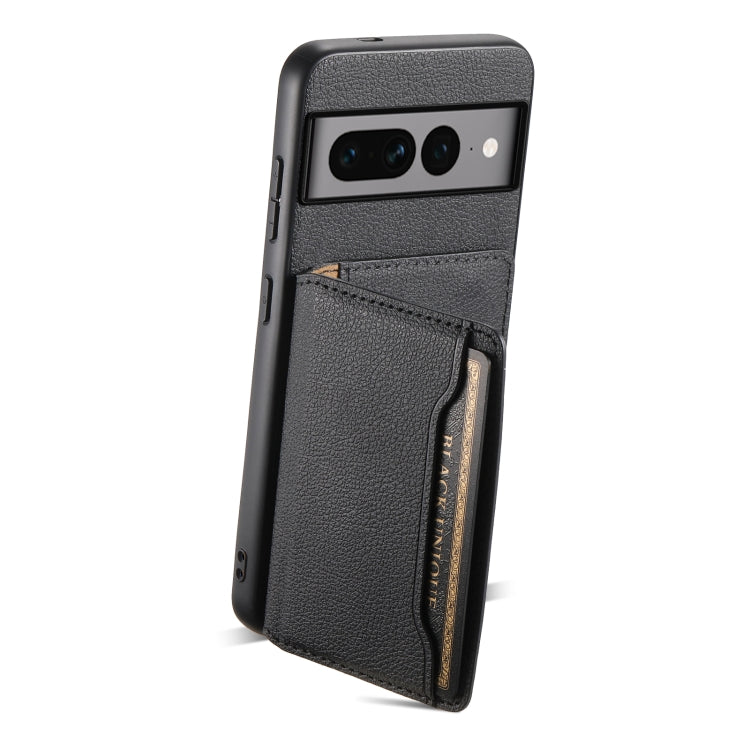 For Google Pixel 7 Pro 5G Calf Texture Card Bag Design Full Coverage Phone Case(Black) by buy2fix