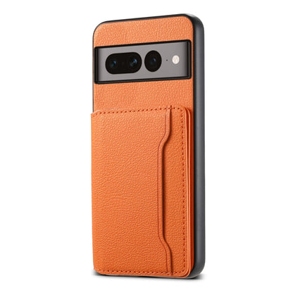 For Google Pixel 7 Pro 5G Calf Texture Card Bag Design Full Coverage Phone Case(Orange) by buy2fix