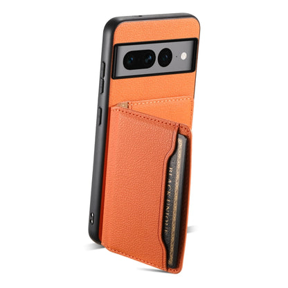 For Google Pixel 7 Pro 5G Calf Texture Card Bag Design Full Coverage Phone Case(Orange) by buy2fix